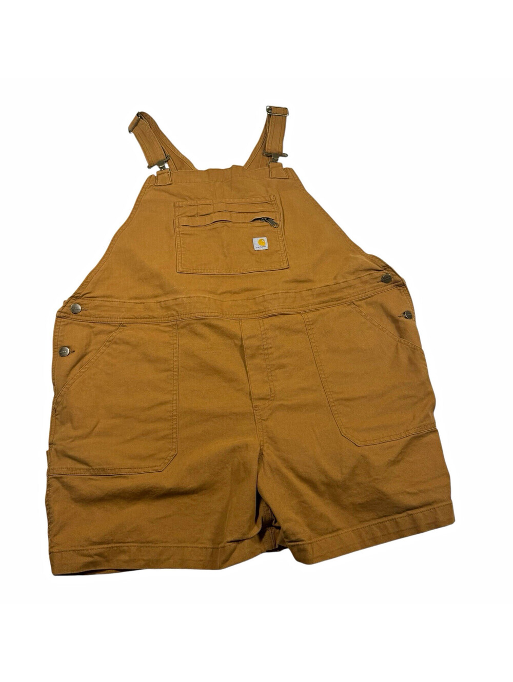 Carhartt Women's Brown Canvas Bib Overall Shorts Relaxed Fit XXL Cotton/Spandex